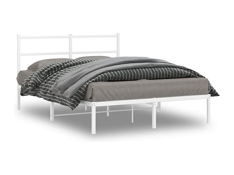 Bedframe met hoofdbord metaal wit 140x190 cm