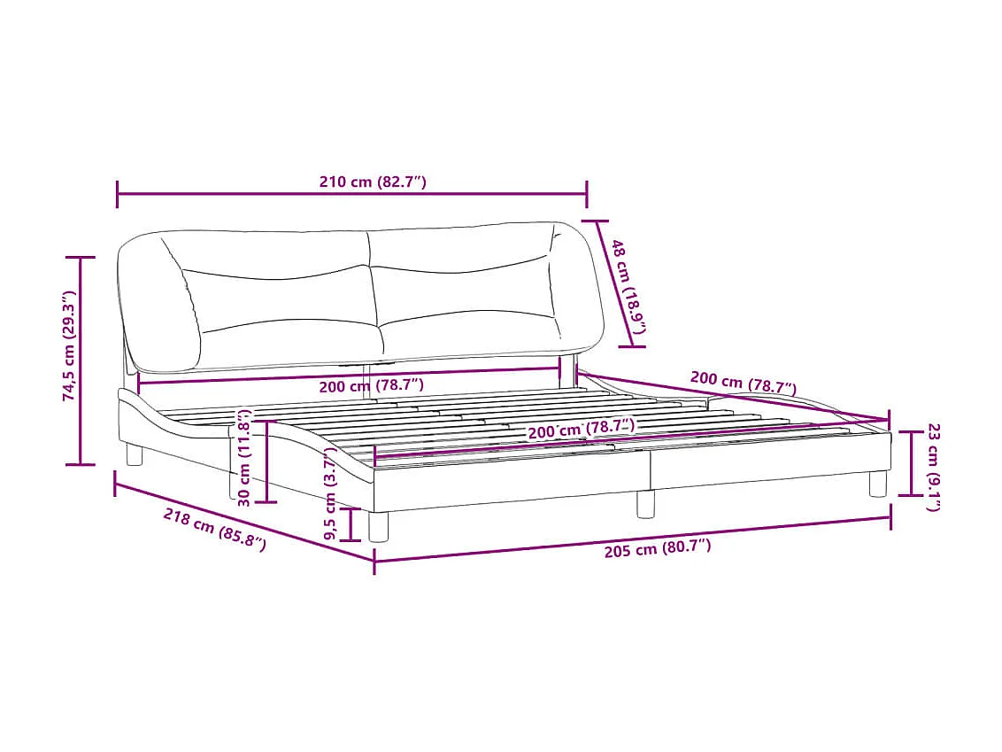 Cadre de lit sans matelas 100x200 cm bois massif de pin