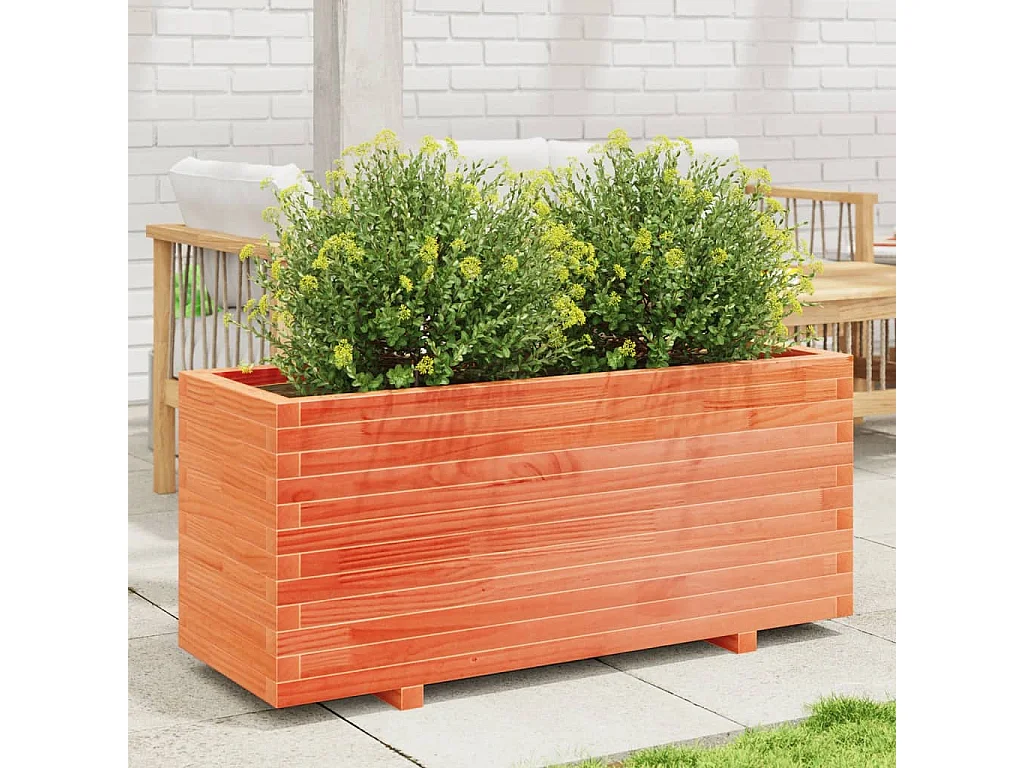 Fioriera Giardino Marrone Cera 110x40x49,5 Legno Massello Pino