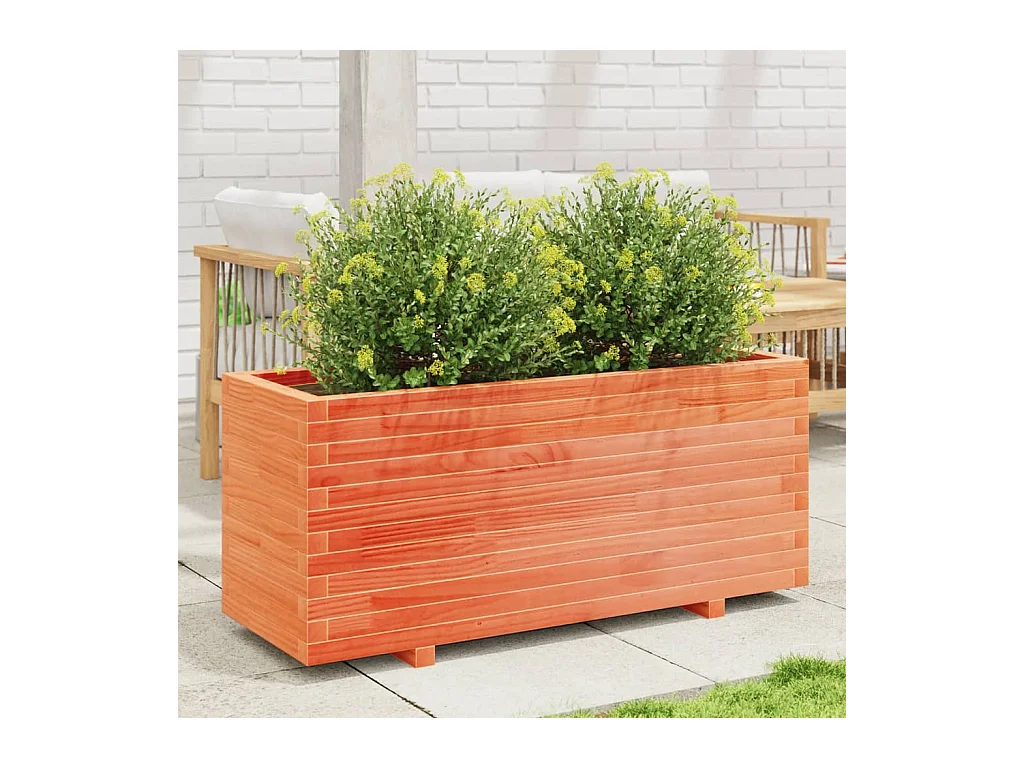 Fioriera Giardino Marrone Cera 110x40x49,5 Legno Massello Pino