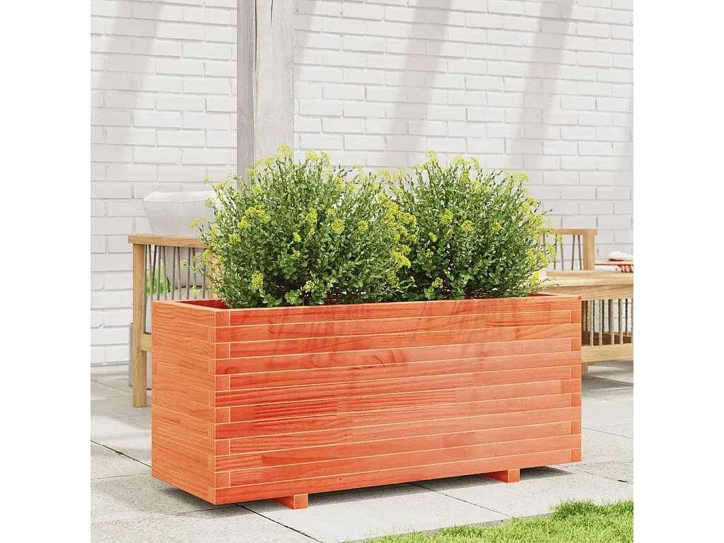 Jardinière cire marron 110x40x49,5 cm bois de pin massif