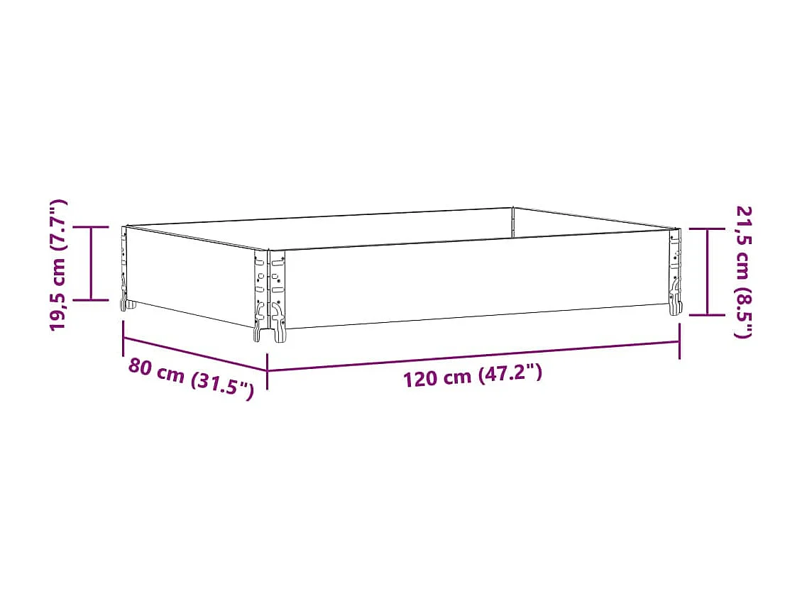 Vaso/floreira para jardim 120x80 cm pinho maciço cinzento