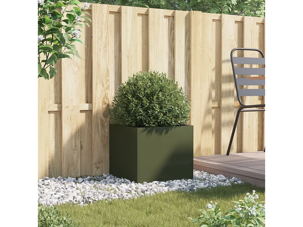 Jardinière vert olive 42x40x39 cm acier