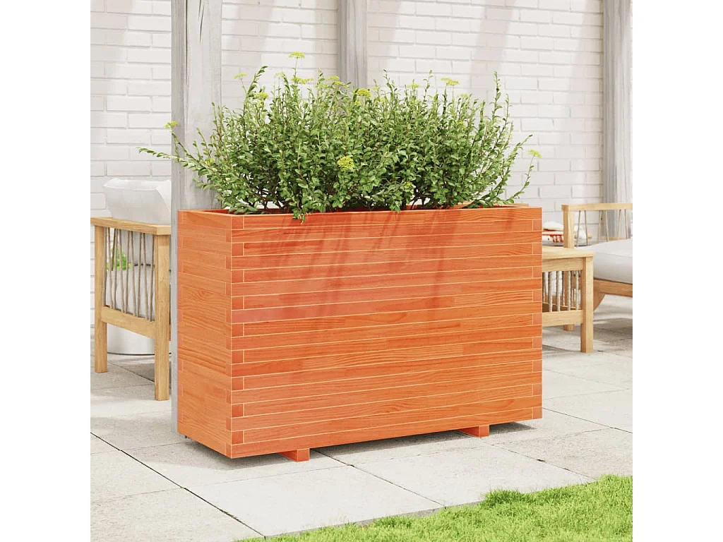 Fioriera Giardino Marrone Cera 110x40x72 cm Legno Massello Pino