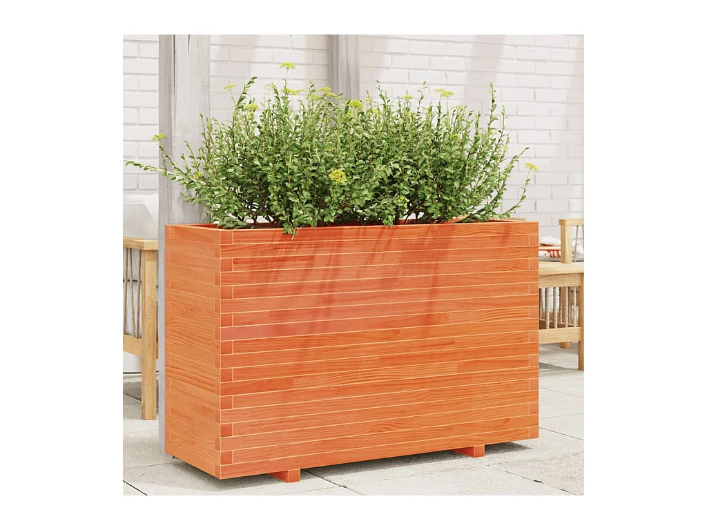 Fioriera Giardino Marrone Cera 110x40x72 cm Legno Massello Pino