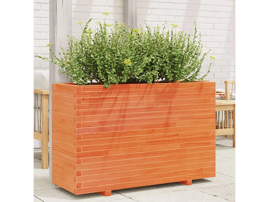 Jardinière cire marron 110x40x72 cm bois de pin massif