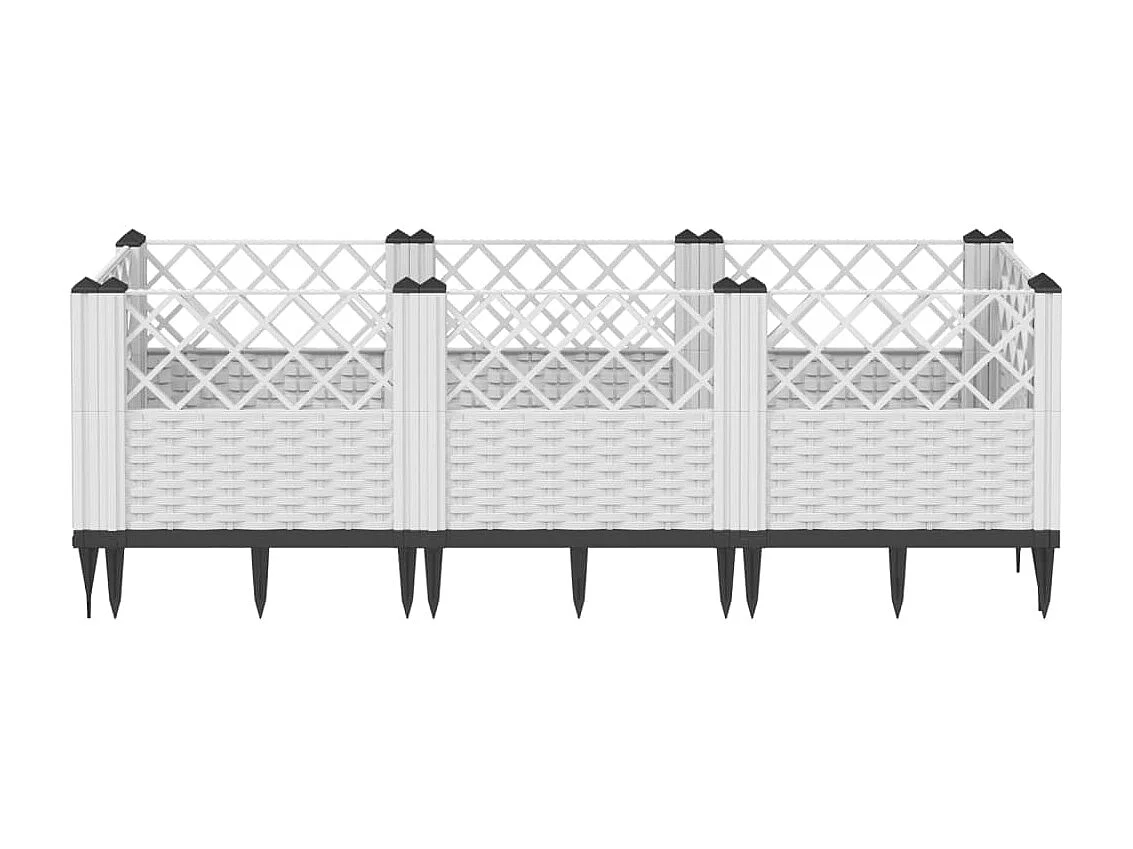 Jardinière avec piquets blanc 123,5x43,5x43,5 cm PP