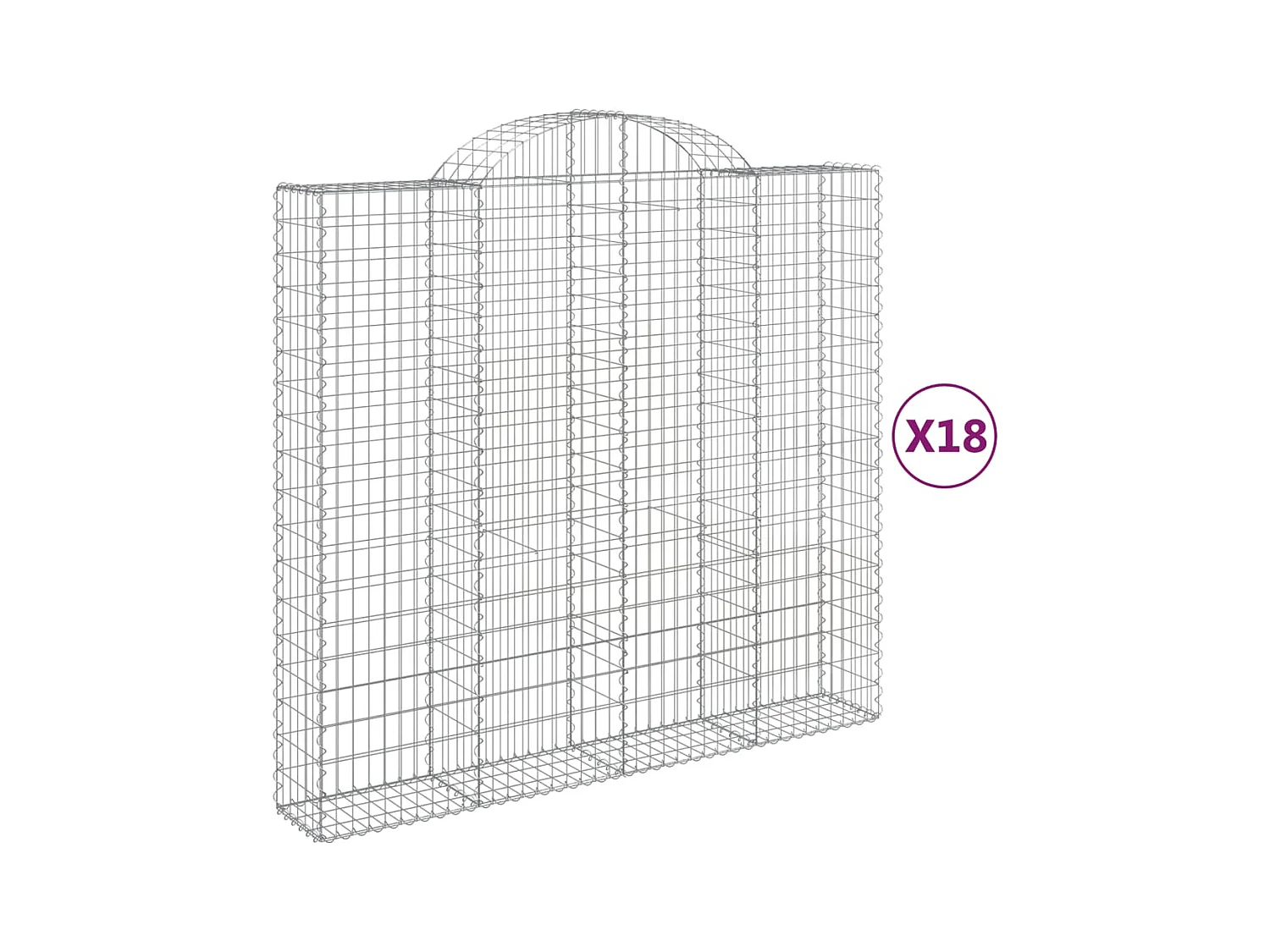 Gabionen mit Hochbogen 18Stk. 200x50x180/200cm Verzinktes Eisen