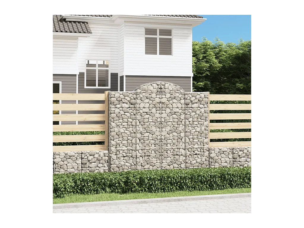 Gabionen mit Hochbogen 18Stk. 200x50x180/200cm Verzinktes Eisen