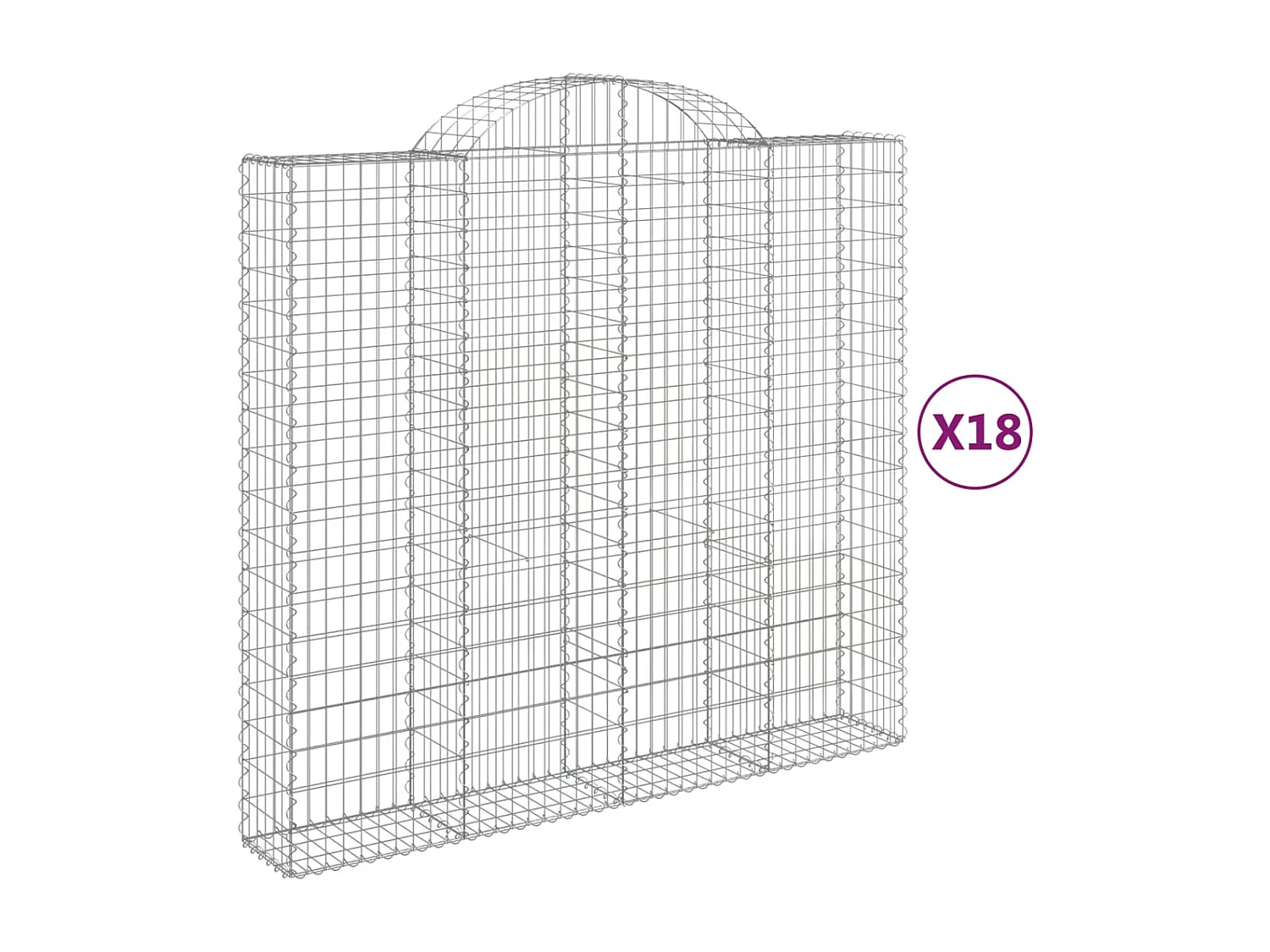 Paniers à gabions arqués 18 pcs 200x50x180/200 cm Fer galvanisé
