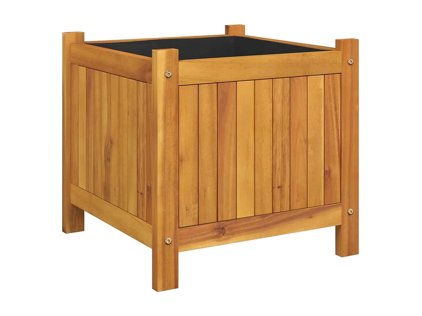 Vaso/floreira de jardim com forro 42x42x40 cm acácia maciça