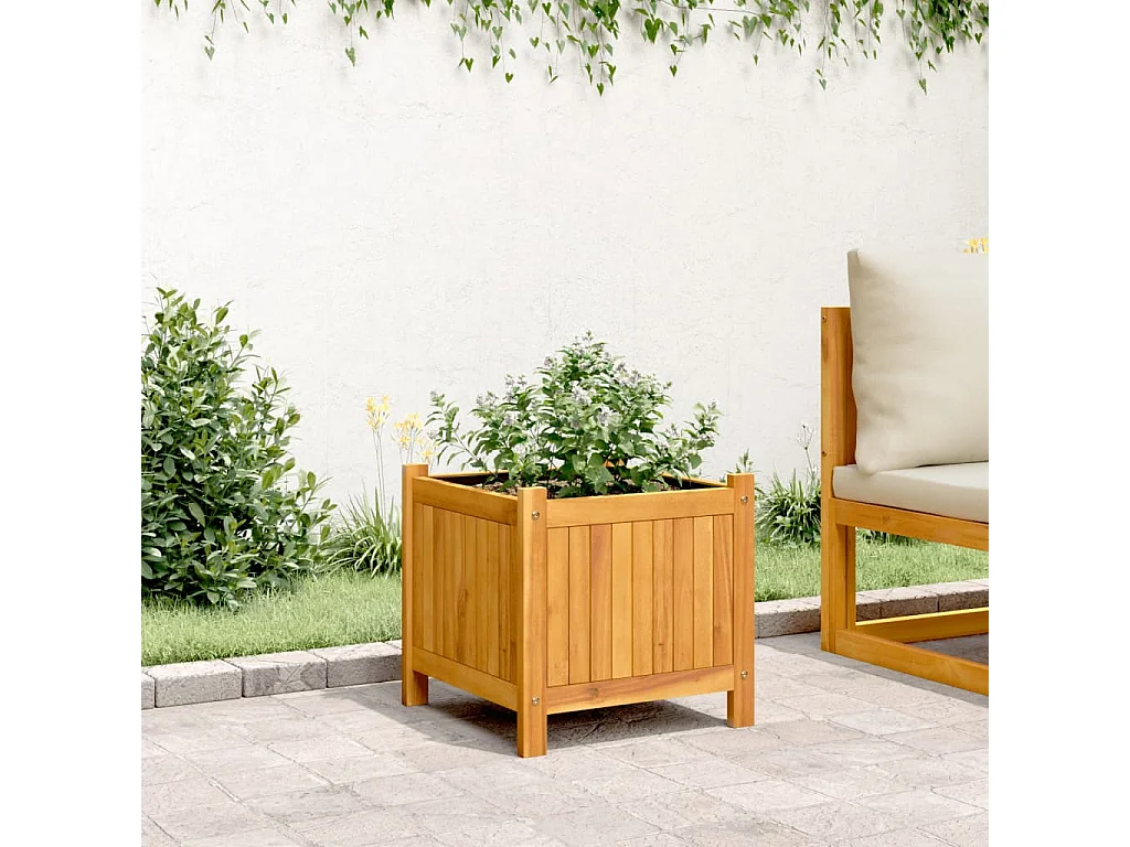 Vaso/floreira de jardim com forro 42x42x40 cm acácia maciça