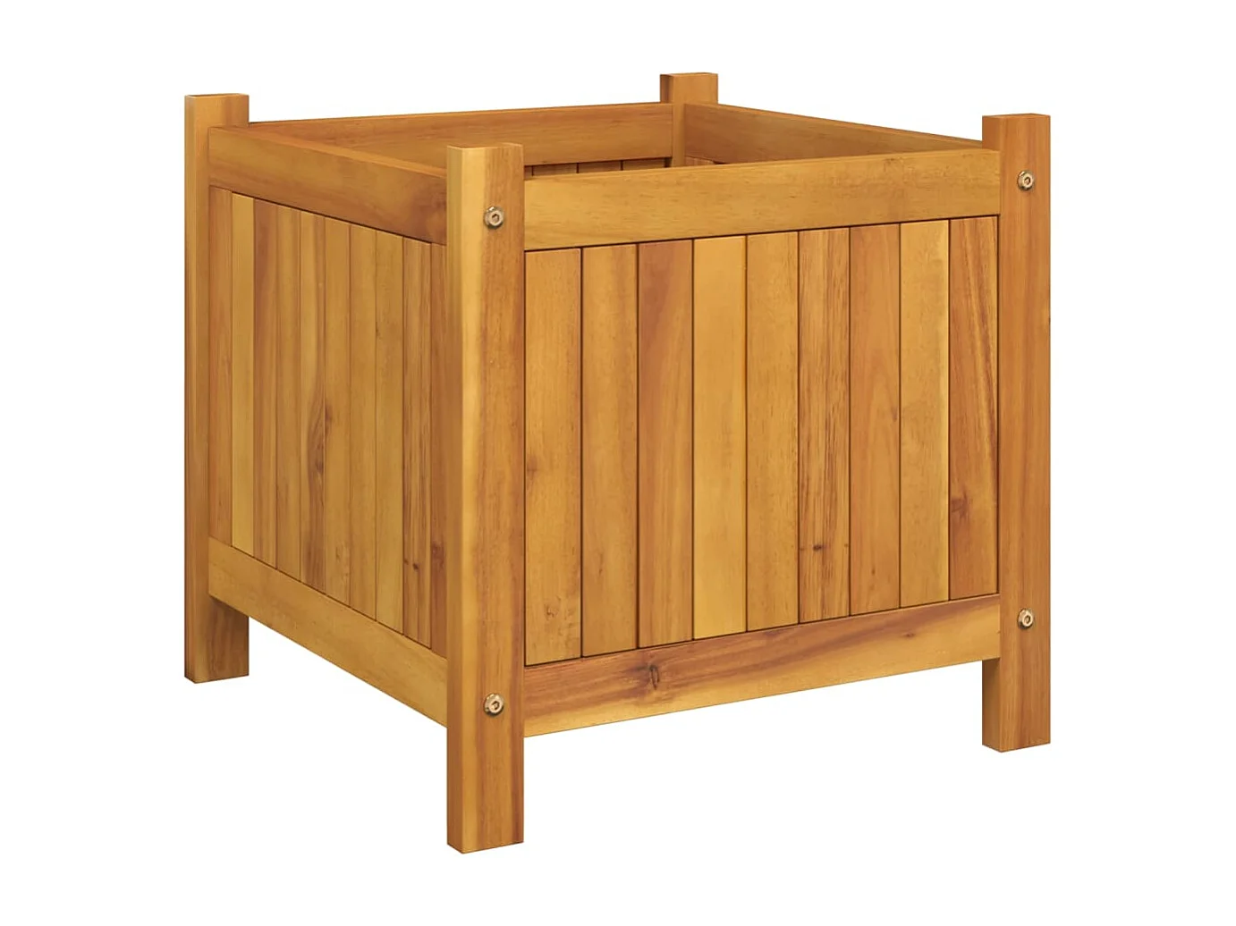 Vaso/floreira de jardim com forro 42x42x40 cm acácia maciça