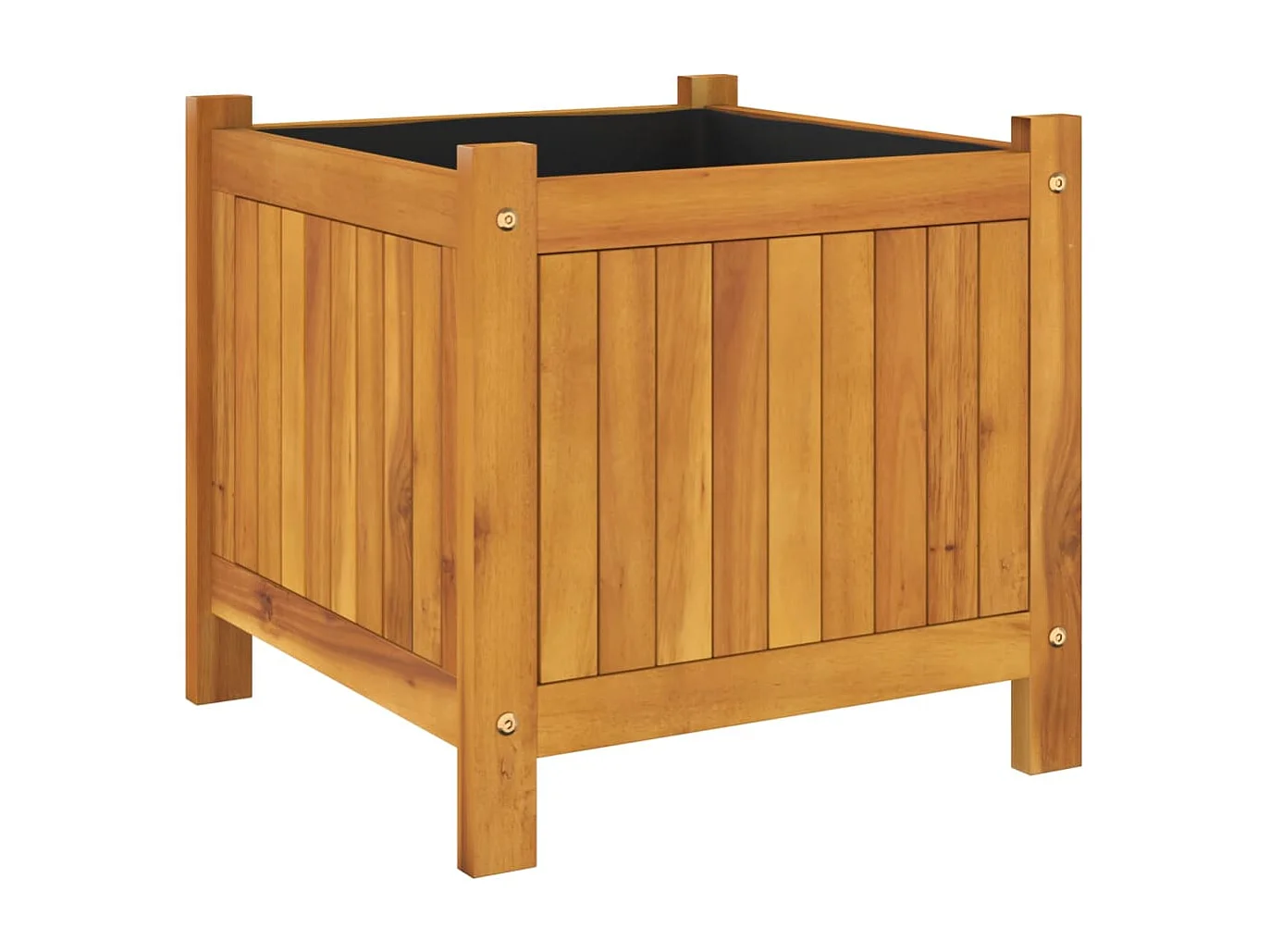 Vaso/floreira de jardim com forro 42x42x40 cm acácia maciça