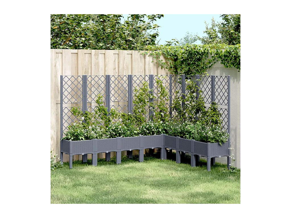Fioriera Giardino con Traliccio Grigio Blu 200x160x142 cm PP
