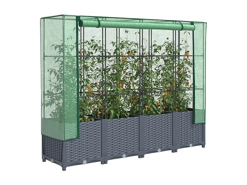 Letto Rialzato con Copertura Serra Effetto Rattan 160x40x138 cm