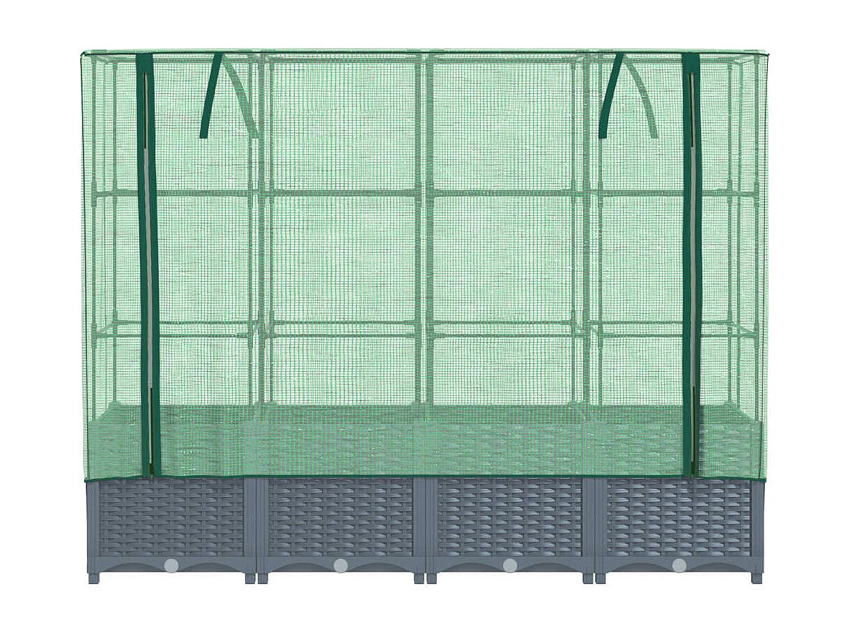 Hochbeet mit Gewächshaus-Aufsatz Rattan-Optik 160x40x138 cm