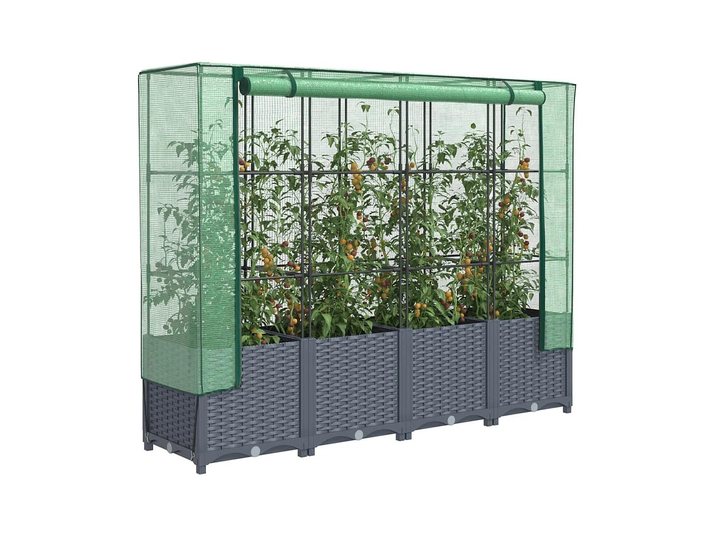 Letto Rialzato con Copertura Serra Effetto Rattan 160x40x138 cm
