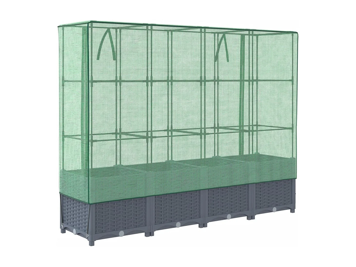 Jardinière surélevée avec housse aspect rotin 160x40x138 cm