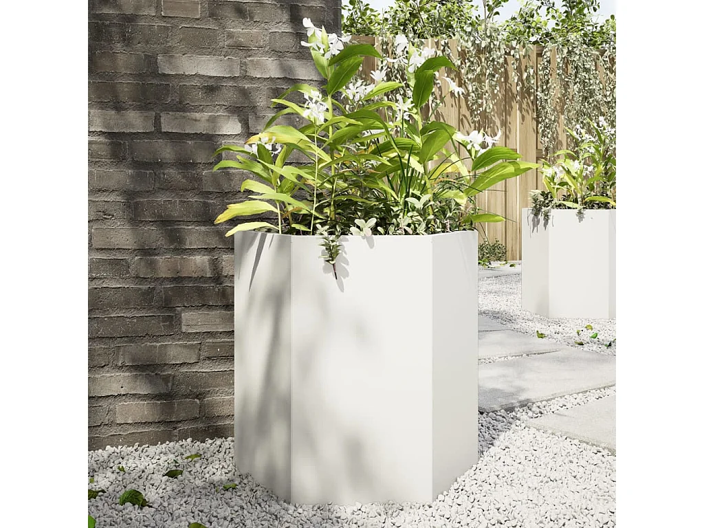 Jardinière blanc hexagone 46x40x45 cm acier