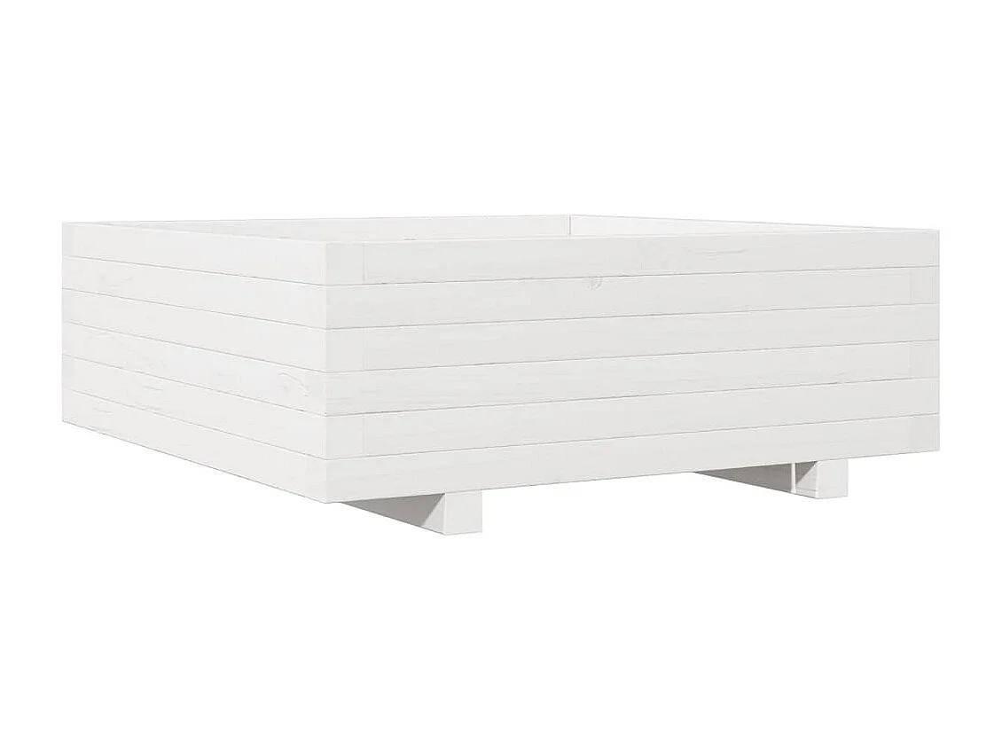 Fioriera da Giardino Bianca 70x70x26,5cm Legno Massello di Pino