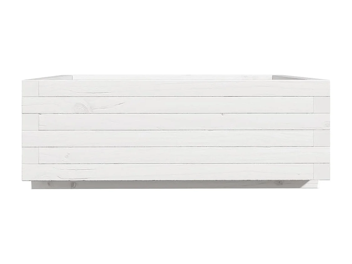 Jardinière blanc 70x70x26,5 cm bois de pin massif