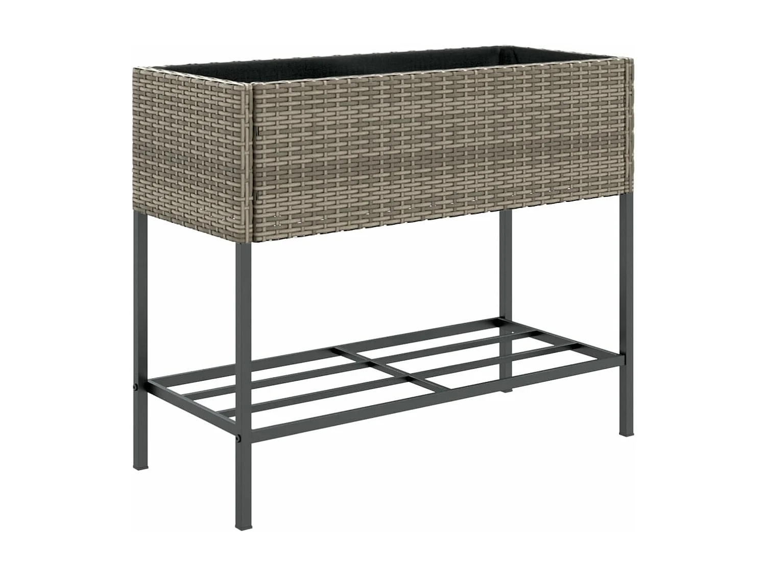 Jardineras con estante 2 uds ratán sintético gris 90x40x75 cm