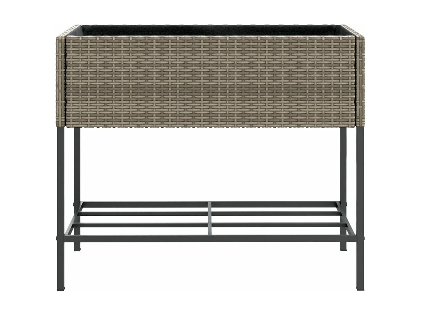 Jardineras con estante 2 uds ratán sintético gris 90x40x75 cm