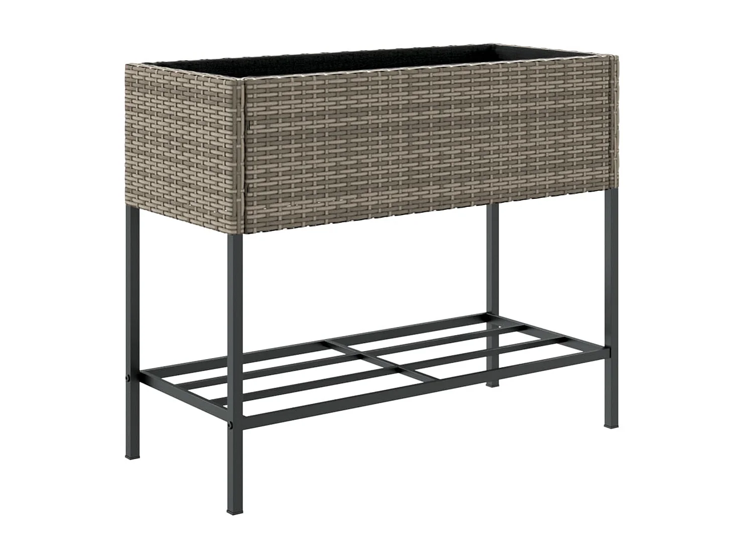 Jardineras con estante 2 uds ratán sintético gris 90x40x75 cm