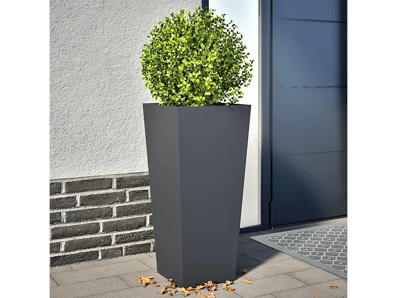 Plantenbakken 2 st 35x35x75 cm staal antracietkleurig