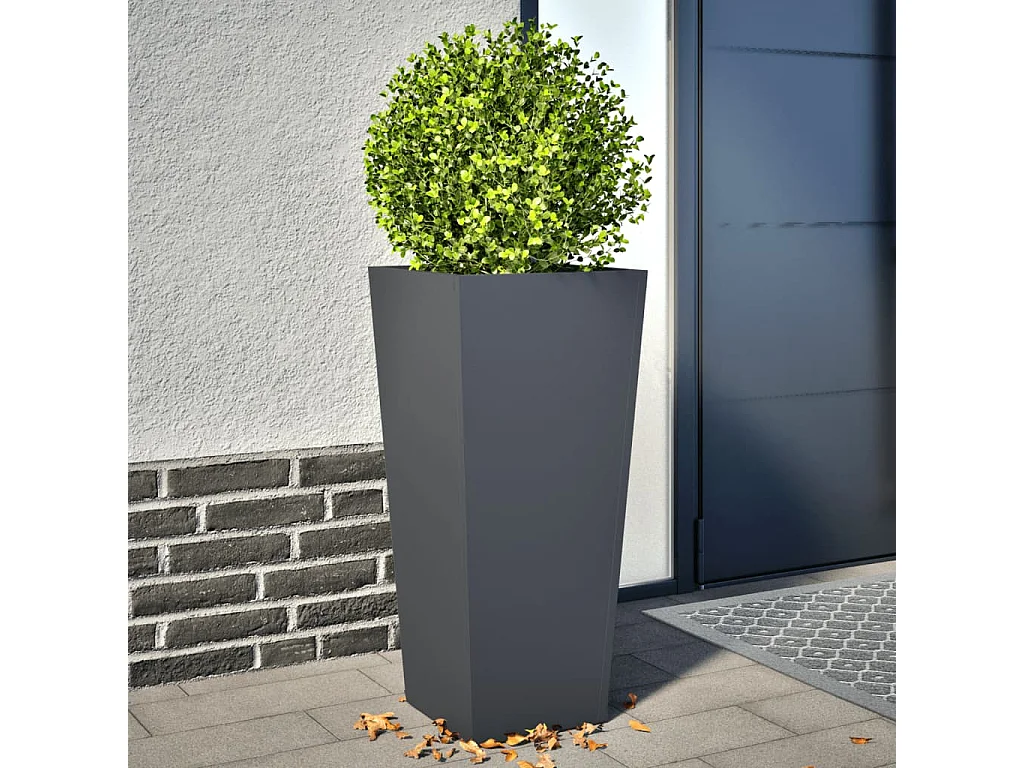Plantenbakken 2 st 35x35x75 cm staal antracietkleurig