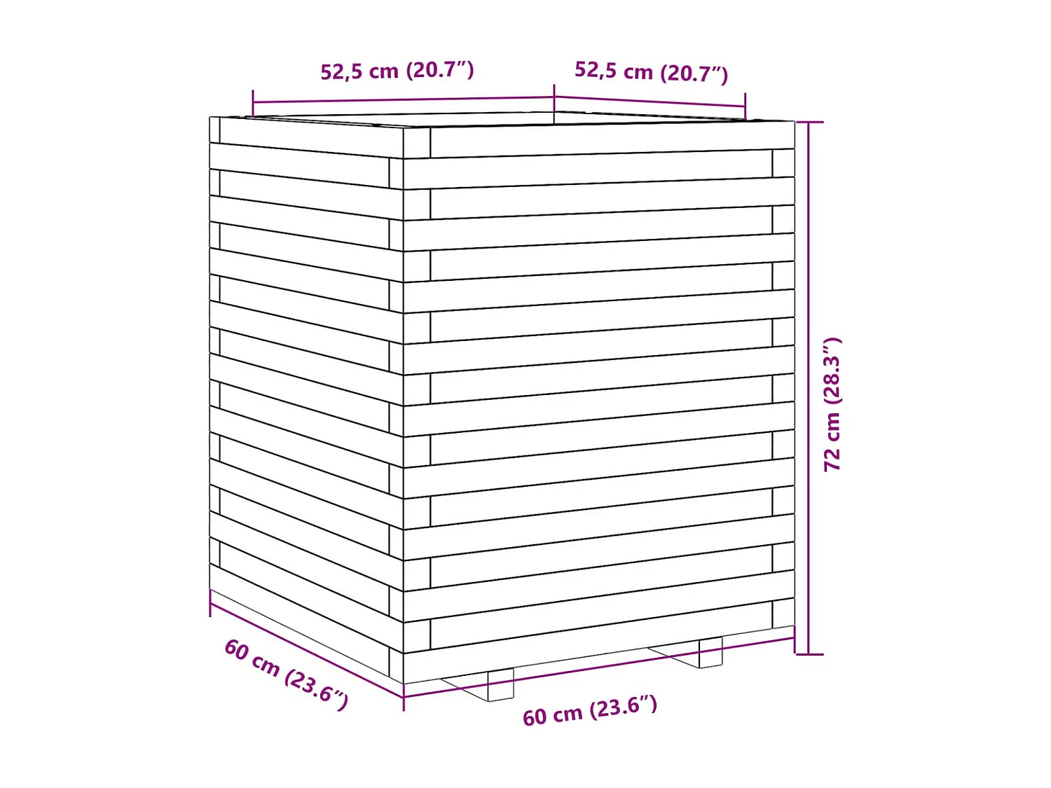 Jardinière 60x60x72 cm bois de pin massif