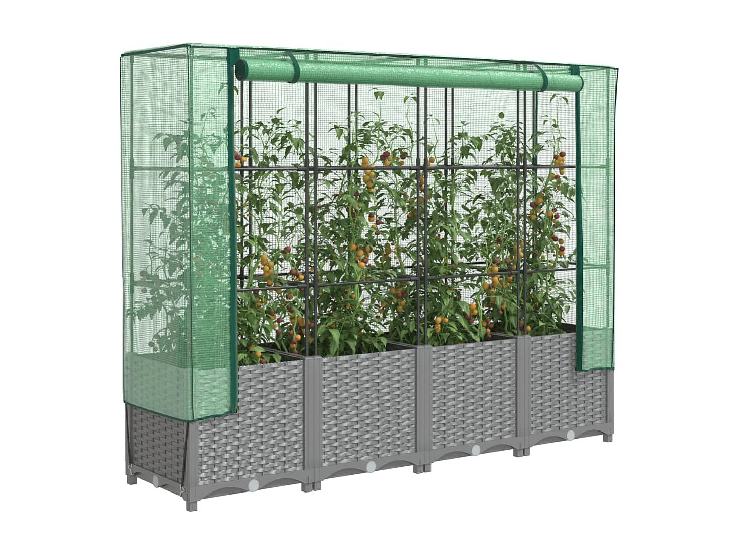 Letto Rialzato con Copertura Serra Effetto Rattan 160x40x138 cm