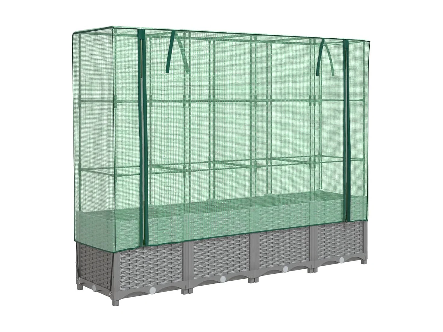 Letto Rialzato con Copertura Serra Effetto Rattan 160x40x138 cm