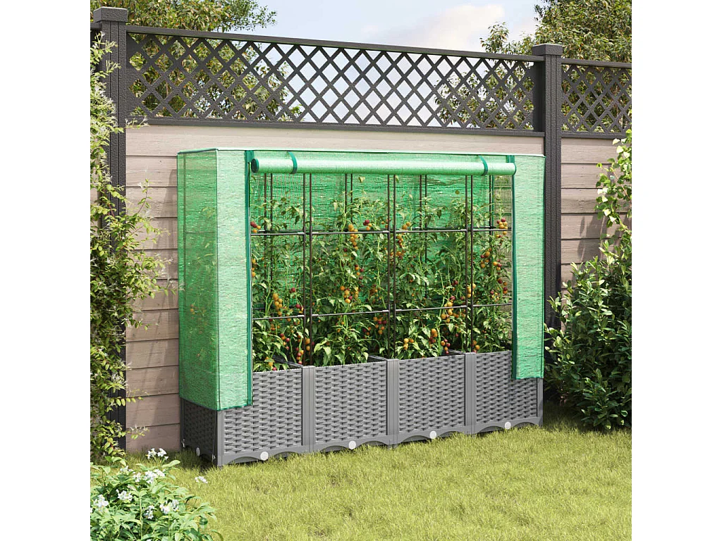 Letto Rialzato con Copertura Serra Effetto Rattan 160x40x138 cm