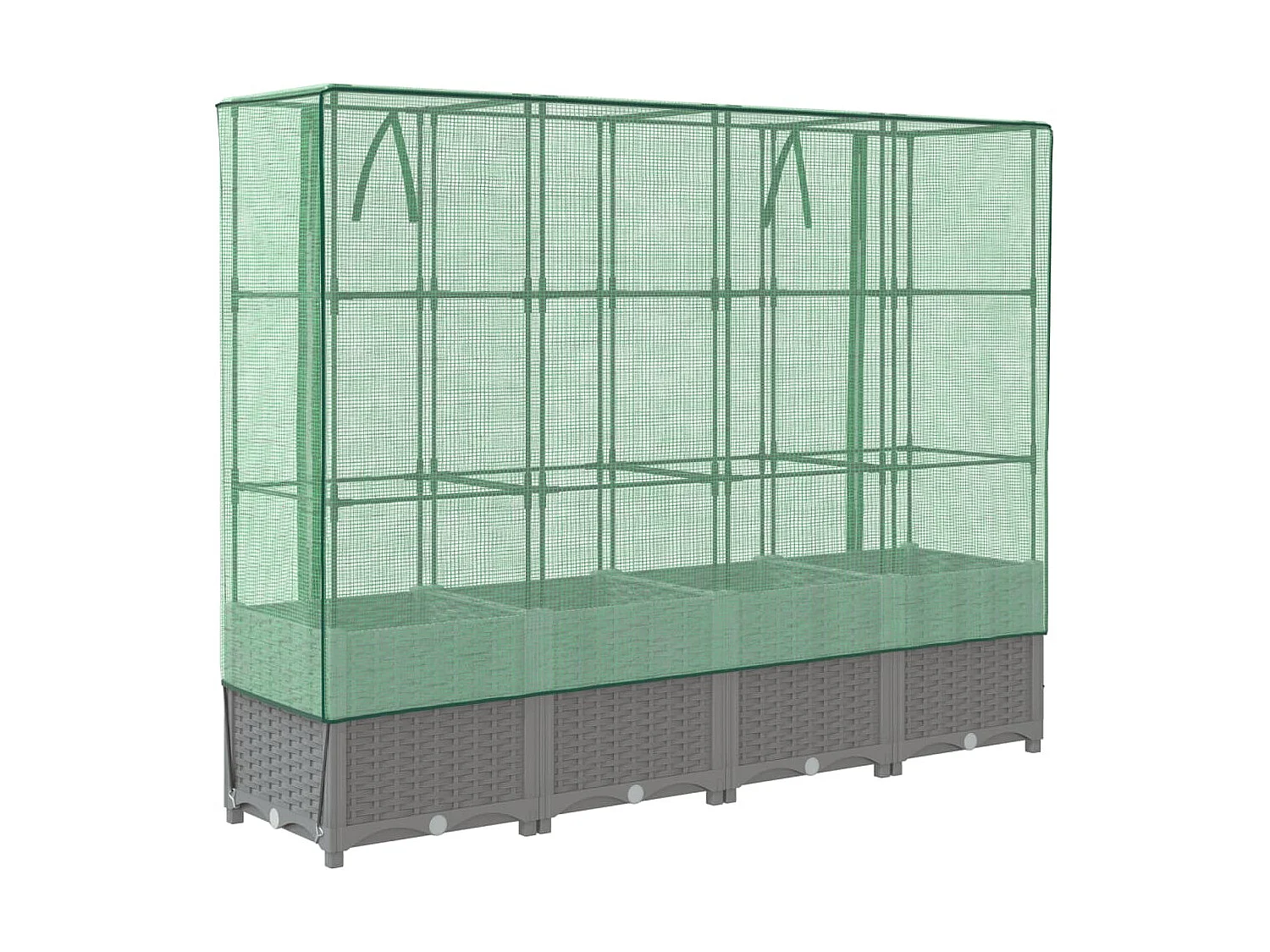 Letto Rialzato con Copertura Serra Effetto Rattan 160x40x138 cm