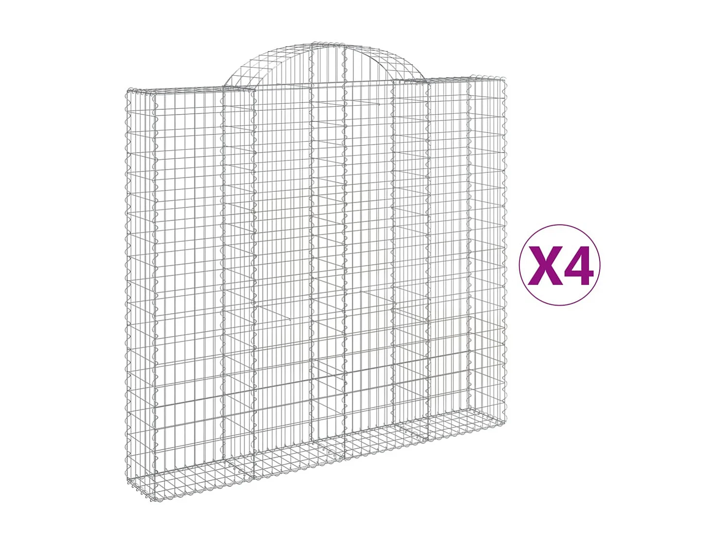 Gabionen mit Hochbogen 4 Stk. 200x30x180/200cm Verzinktes Eisen