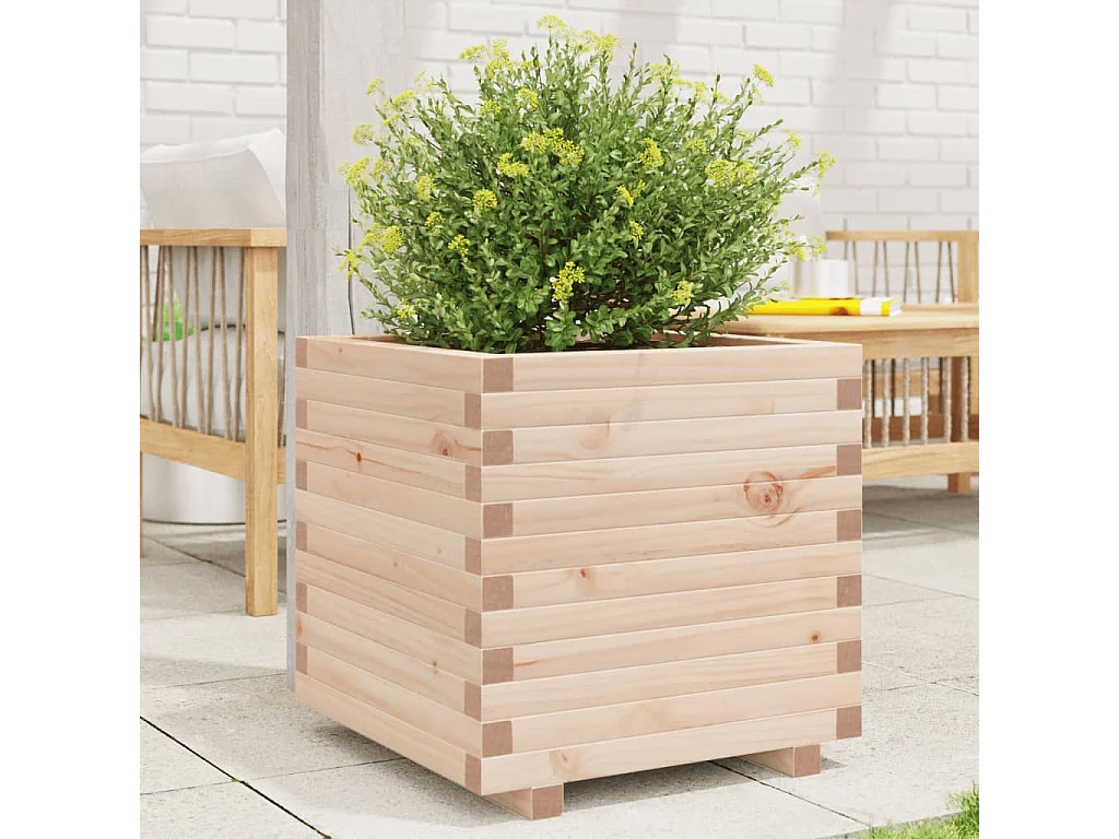 Vaso/floreira de jardim 50x50x49,5 cm madeira de pinho maciça