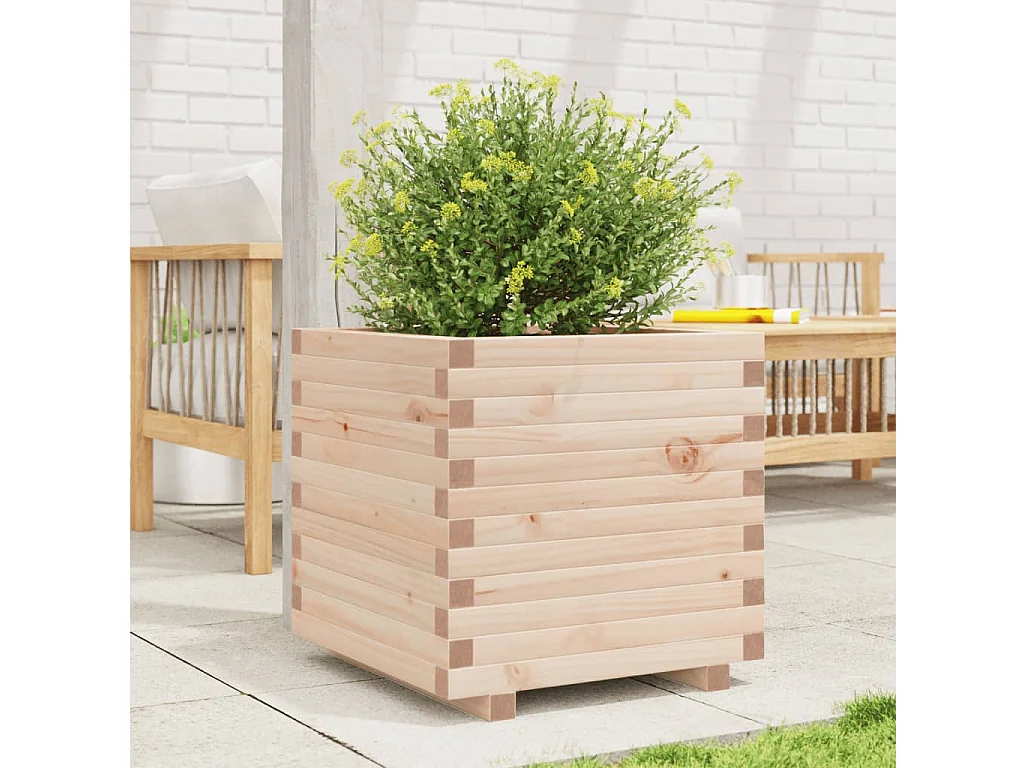 Vaso/floreira de jardim 50x50x49,5 cm madeira de pinho maciça