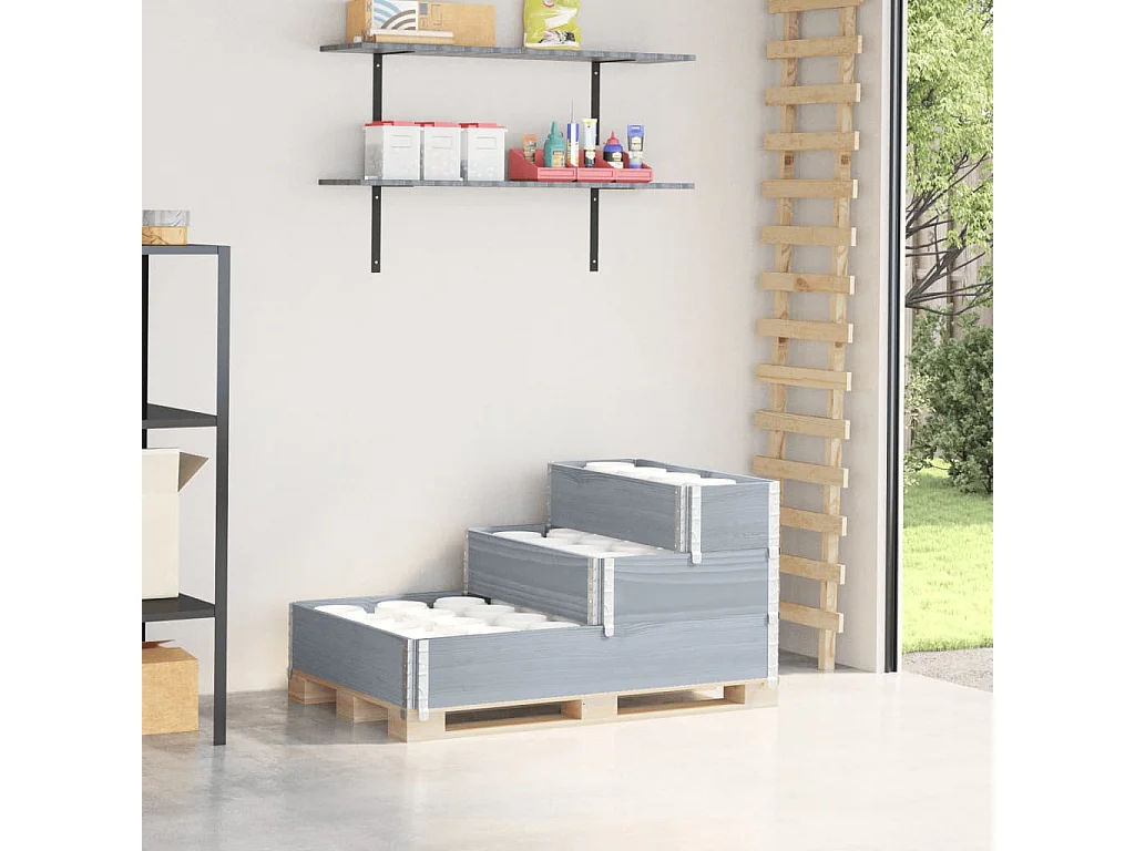 Fioriera Rialzata a 3 Livelli Grigia 120x80 cm Legno di Pino