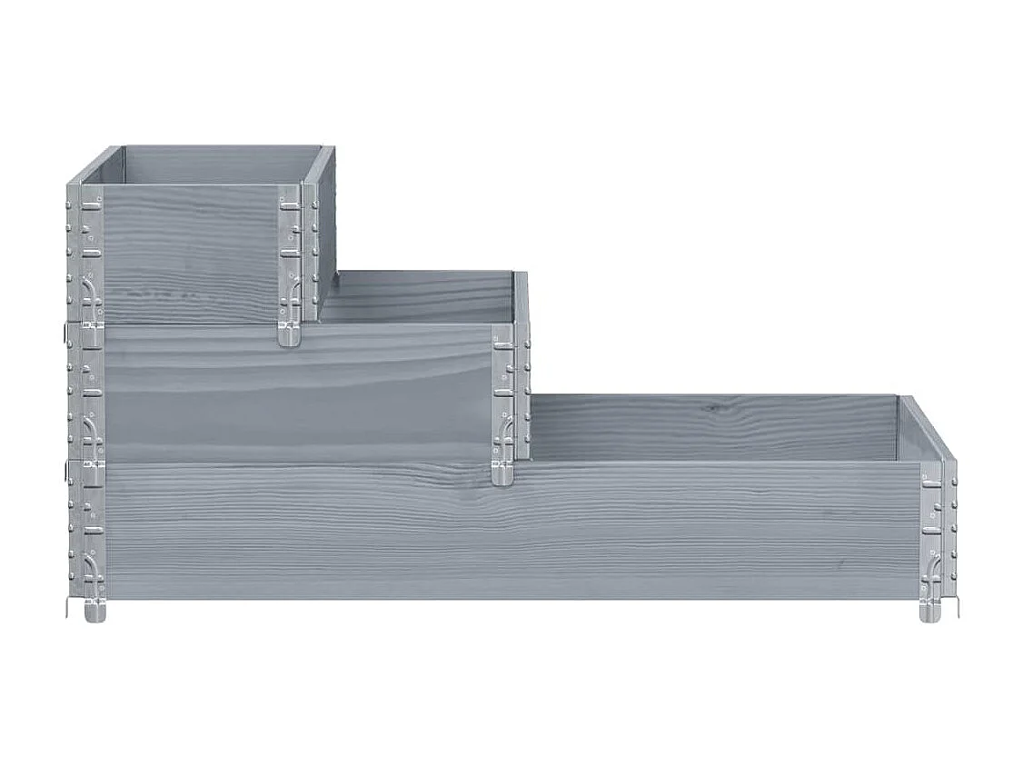 Fioriera Rialzata a 3 Livelli Grigia 120x80 cm Legno di Pino