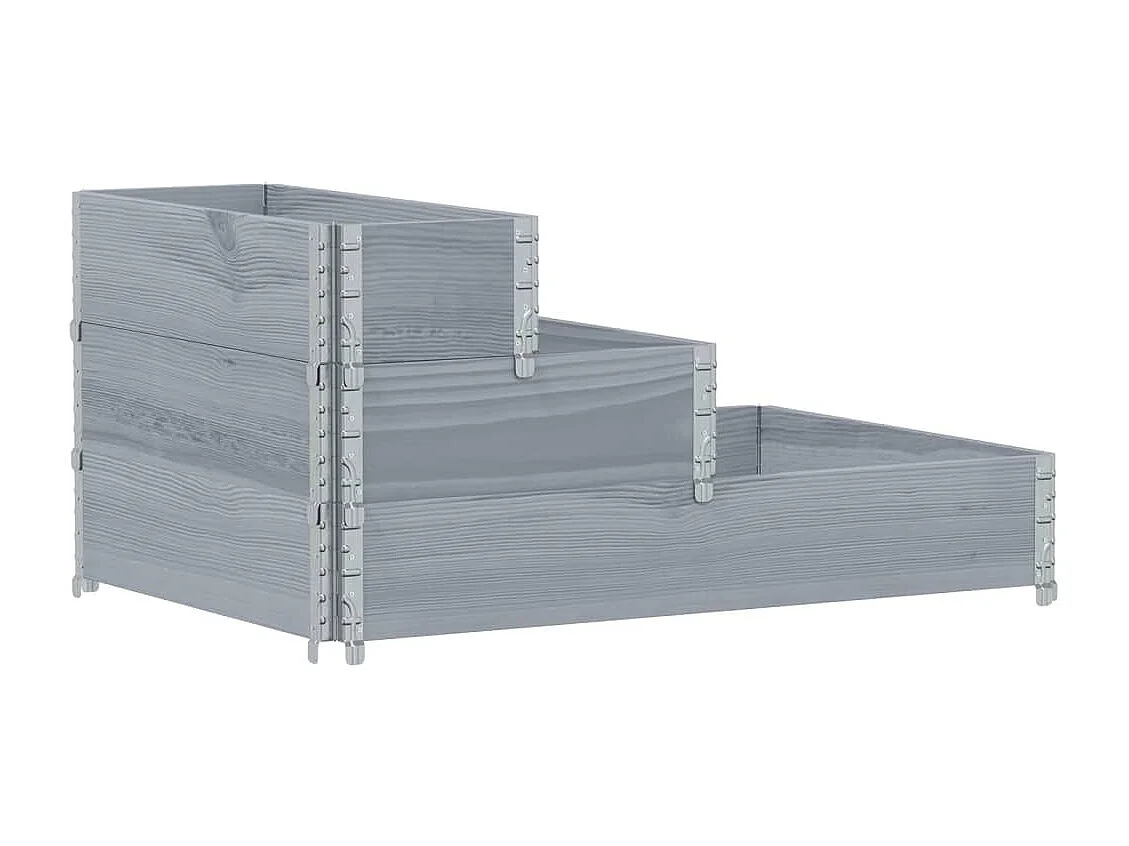 Lit surélevé à 3 niveaux gris 120x80 cm bois de pin massif