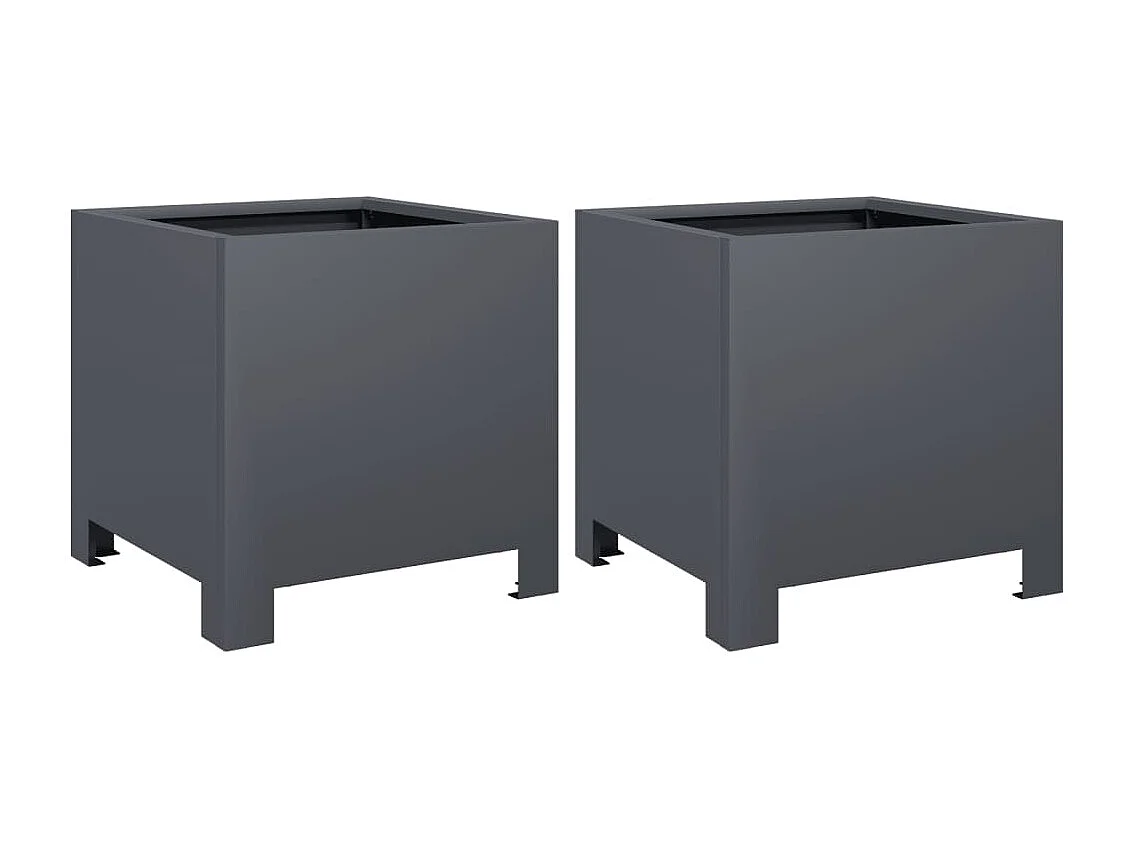 Jardinières 2 pcs anthracite 30x30x30 cm acier
