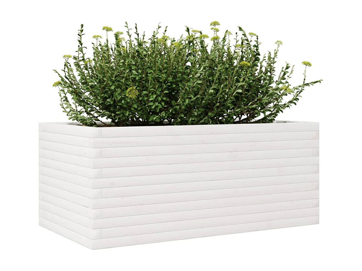 Jardinera de madera maciza de pino blanco 110x60x45,5 cm