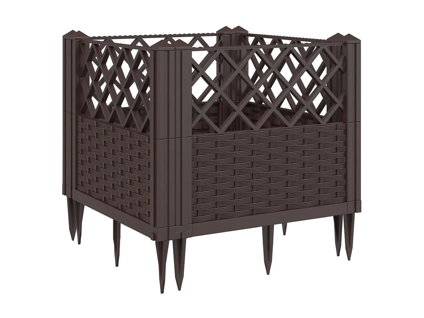 Fioriera da Giardino con Picchetti Marrone 43,5x43,5x43,5 cm PP