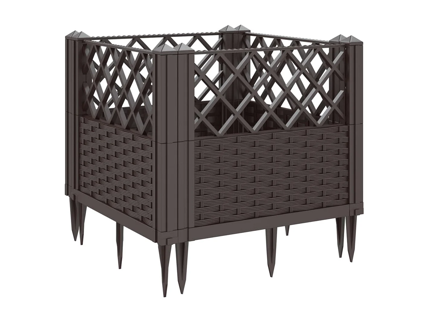 Fioriera da Giardino con Picchetti Marrone 43,5x43,5x43,5 cm PP