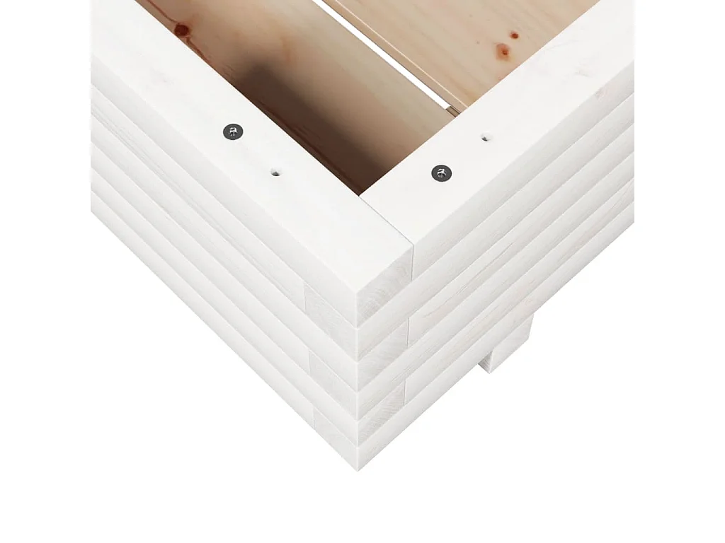 Jardinière blanc 60x60x26,5 cm bois de pin massif