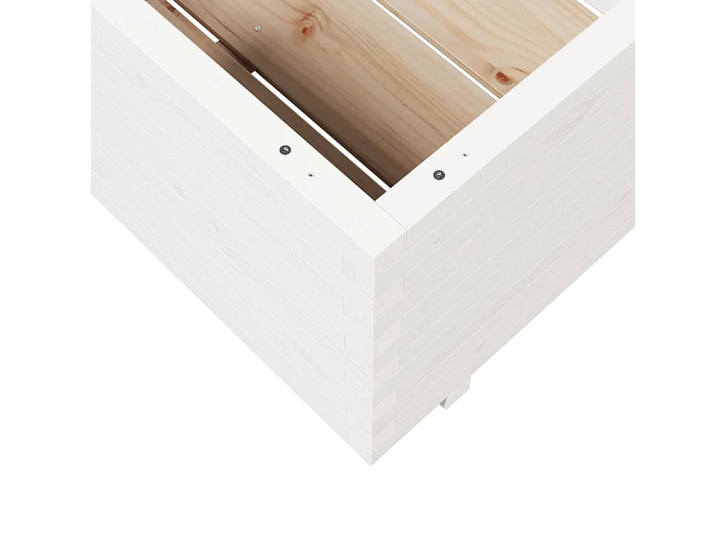 Jardinière blanc 70x70x49,5 cm bois de pin massif