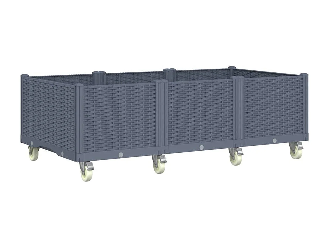 Fioriera da Giardino con Ruote Grigio Blu 150x80x54 cm in PP