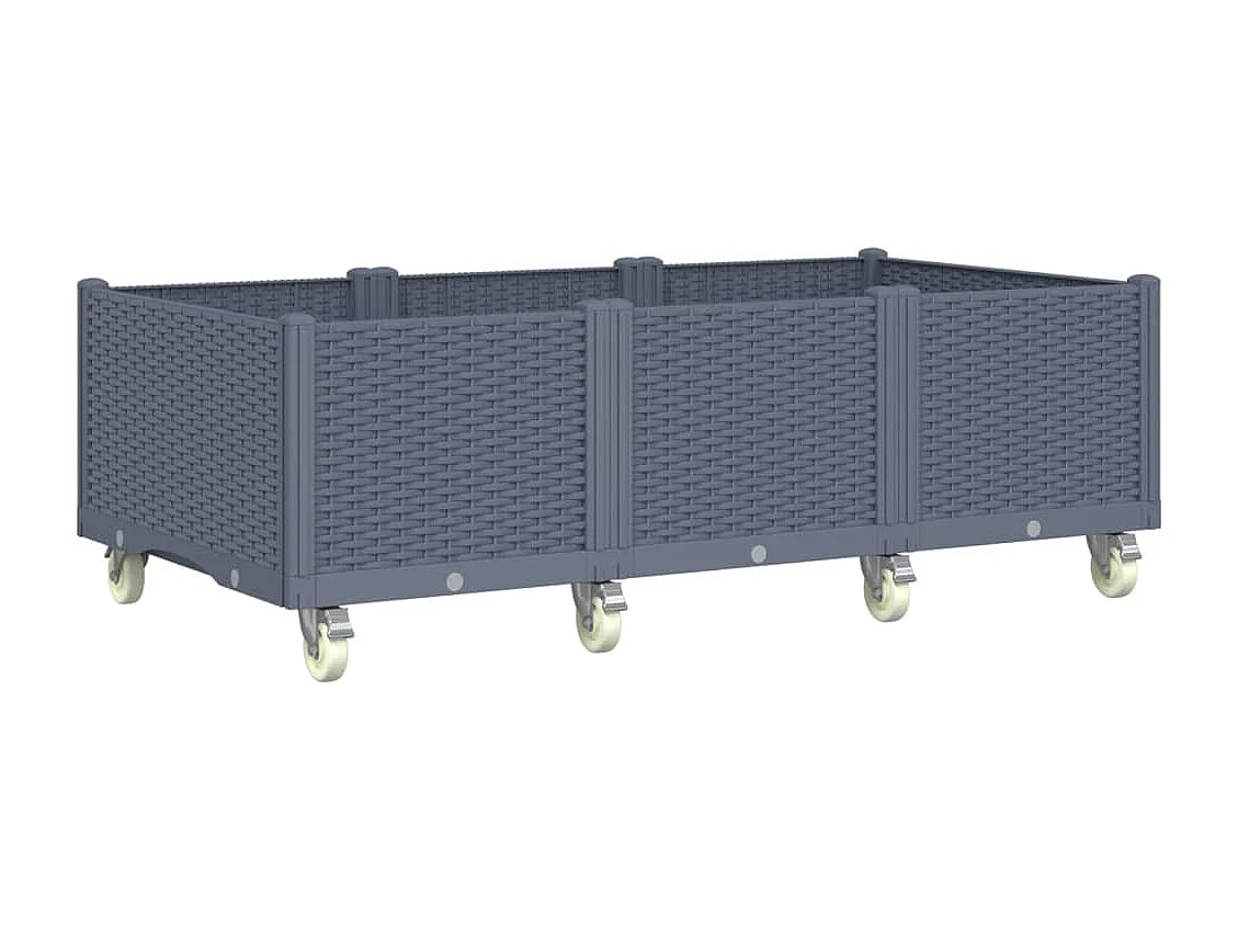 Fioriera da Giardino con Ruote Grigio Blu 150x80x54 cm in PP